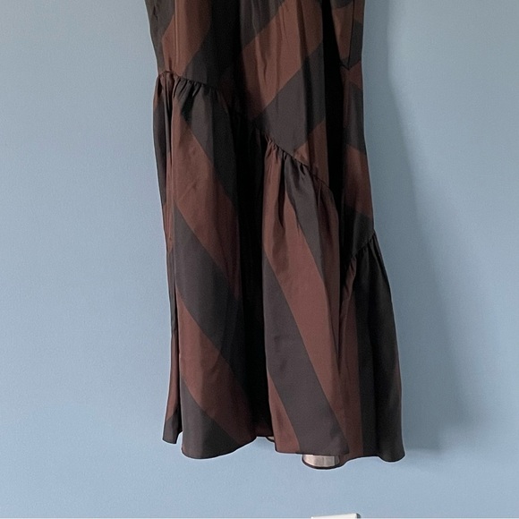 New! Cynthia Rowley Olivia striped slip midi Dress black brown nwt 13891 - Picture 10 of 11